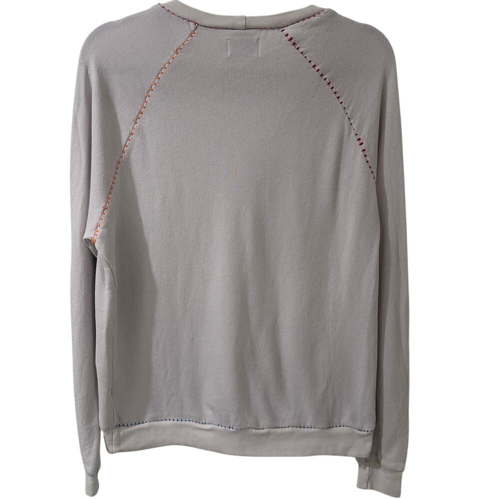Lauren Moshi Jocelyn "Love Peace Happiness" Rainbow Stitch Sweatshirt XS - Picture 9 of 9